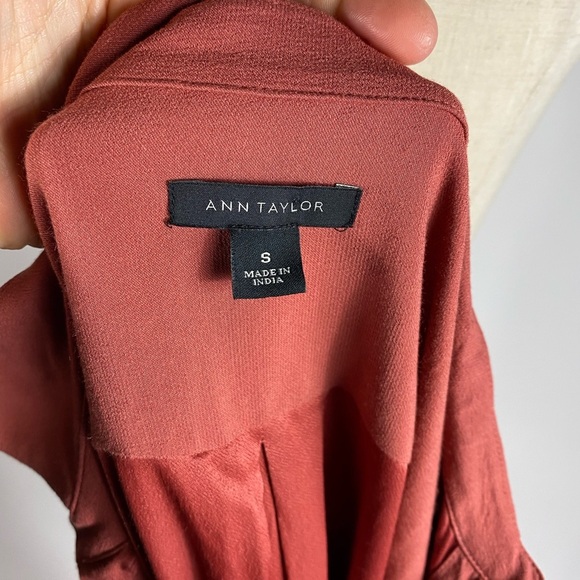 ANN TAYLOR Drapey Zipper Front Long Sleeve Dress Coral Womens Small - Picture 4 of 10